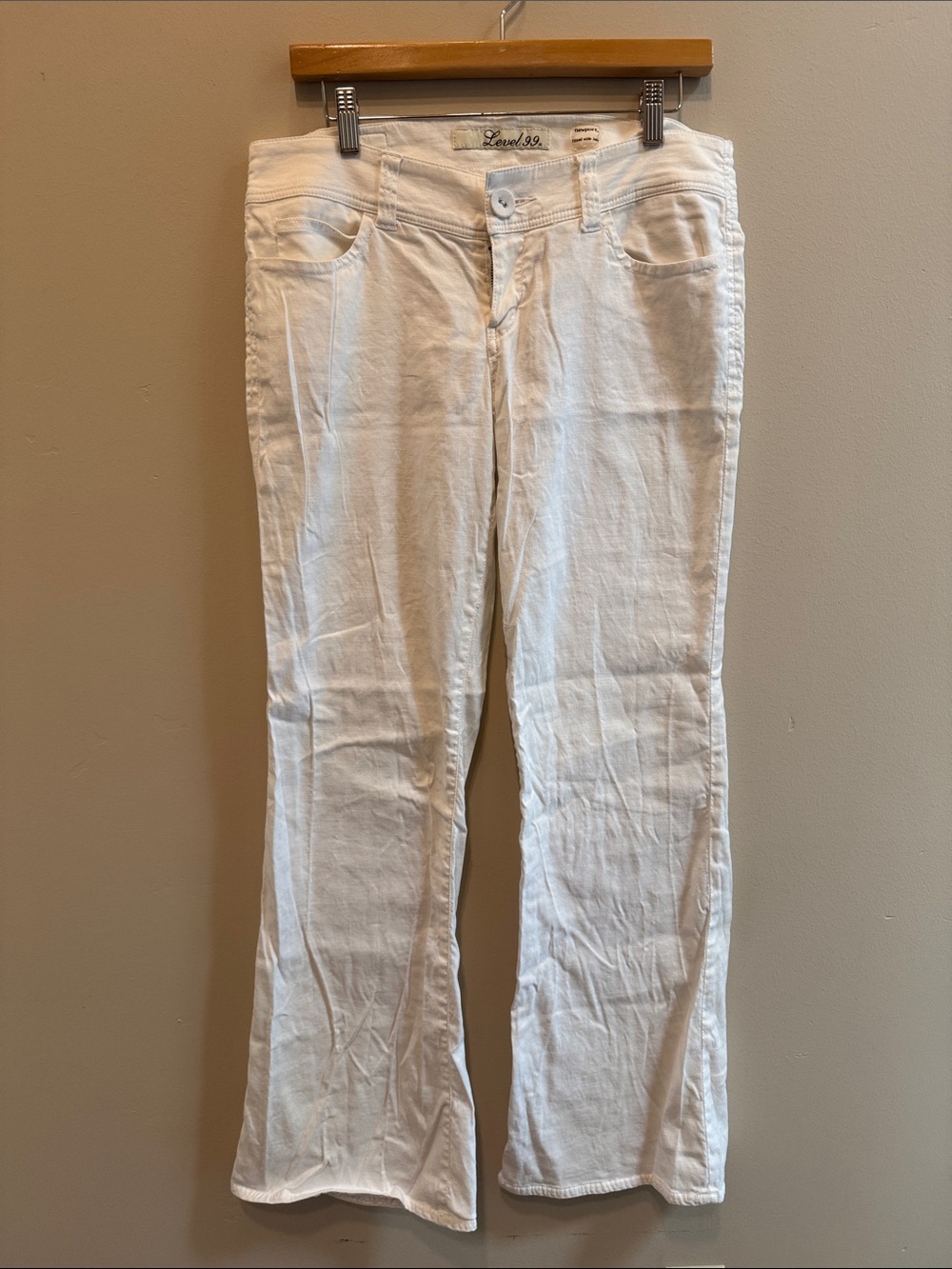 Women’s White Linen Wide Leg Jeans - Casual Everyday